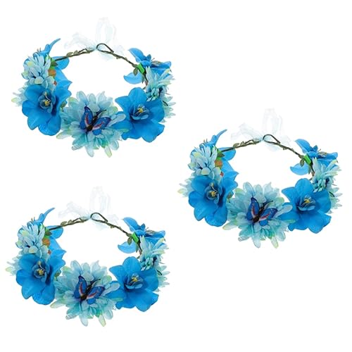 Beaupretty 3st Schmetterlingskranz Stirnband Haar Blumen Stirnband Frauen Blumen Haarkranz Blumenkrone Für Mädchen Blumenstirnband Für Mädchen Die Blumen Braut Stoff Zubehör von Beaupretty