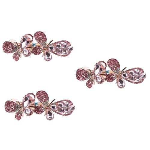 Beaupretty 3st Haarspange Mit Strass Rosa Haarschmuck Frühlingshaarspangen Schleife Haarspange Haarschmuck Für Frauen Rosa Haarspangen Kleine Haarspange Braut Legierung Metall Kopfbedeckung von Beaupretty