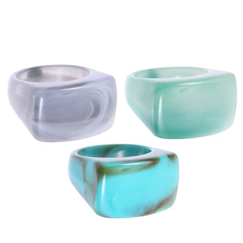 Beaupretty 3 Stück Teiliges Acryl Damen Marmor design Modischer Schmuck Geschenk Stapelringe Trendige Fingerringe für Alltag und Party von Beaupretty