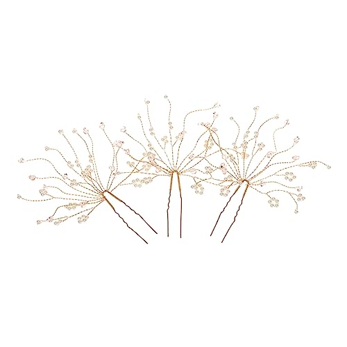 Beaupretty 3 Stück Teiliges Braut Haarschmuck Set U Förmige Haarforken mit Rosa Kristallperlen Eleganter Hochzeits Haarschmuck für Frauen Komfortabel Leicht und Stilvoll für Festliche von Beaupretty