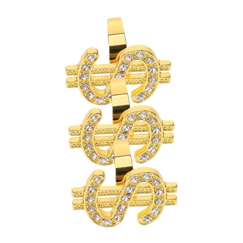 Beaupretty 3 Stück Teiliges Dollarzeichen Ring mit Diamantbesatz Hip Hop Kostümringe für Maskerade und Rapper Langlebiger Schmuck für Party und Bühnenauftritte von Beaupretty