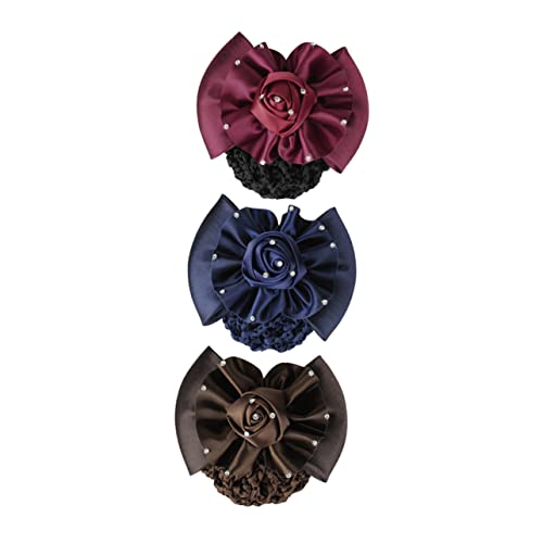 Beaupretty 3 Stück Teiliges Haarnetz mit Schleifen und Rosendesign Festhaltend für Dünnes und Dickes Haar Haar Accessoires für Damen Geeignet für Beruf und Alltag Farblich Sortiert Kaffee von Beaupretty