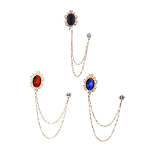 Beaupretty 3 Stück Hängende Kette Brosche Edelstein Kragenkette Für Herren Galvanisierte Legierung Einfach Zu Befestigen Anzug Accessoire Für Vatertag Geburtstag Jahrestag von Beaupretty