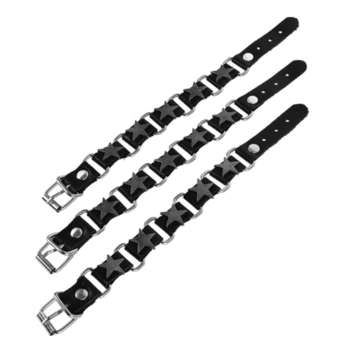 Beaupretty 3 Stück Teiliges Herren Lederarmband Punk Stil mit Stern Dünnes Atmungsaktives Wrist Jewelry Vielseitig Tragbar für Party Hochzeit und Alltag von Beaupretty