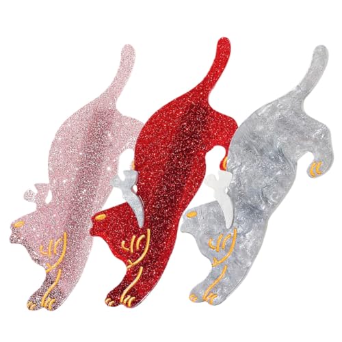 Beaupretty 3 Stück Teiliges Katzenhaarspangen aus Acryl Bunte Stilvolle Haarklammern Einfach zu Befestigen Modische Haar Accessoires für Damen Vielseitig für Frisuren und Alltagslooks von Beaupretty