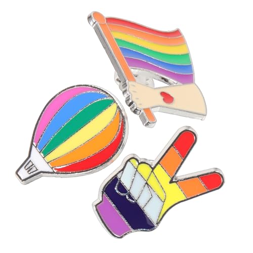 Beaupretty 3 Stück Teiliges Regenbogen Broschen aus Metall Pride Anstecknadeln für Kleidung Rucksack und Hut Langlebige Unisex Emaille Collar Pins für Jacken und Taschen von Beaupretty