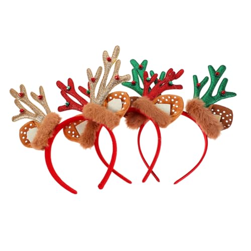 Beaupretty 3 Stück Teiliges Rentiergeweih-stirnband aus Weichem Plüsch Leichte Bequeme Weihnachts-haarschmuck Rot Grün Gold für Damen für Halloween Cosplay und Weihnachtsfeiern von Beaupretty