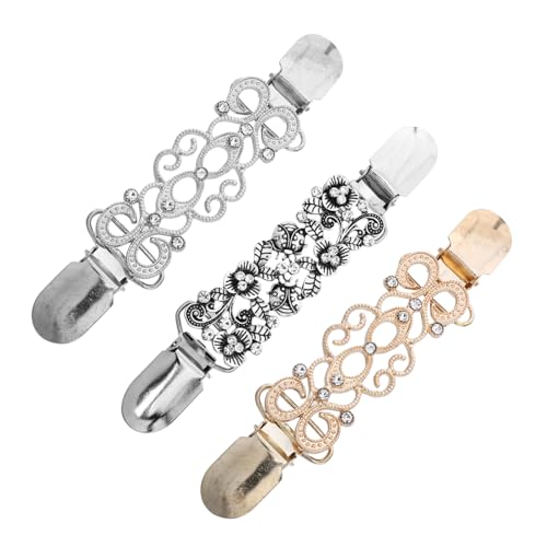Beaupretty 3 Stück Teiliges Strickjacken Clips mit Strassverzierung Eleganter Cardigan Kragen Clip zum Fixieren und Dekorieren von Damen Kleidern und Schals Langlebig und Rutschfest von Beaupretty