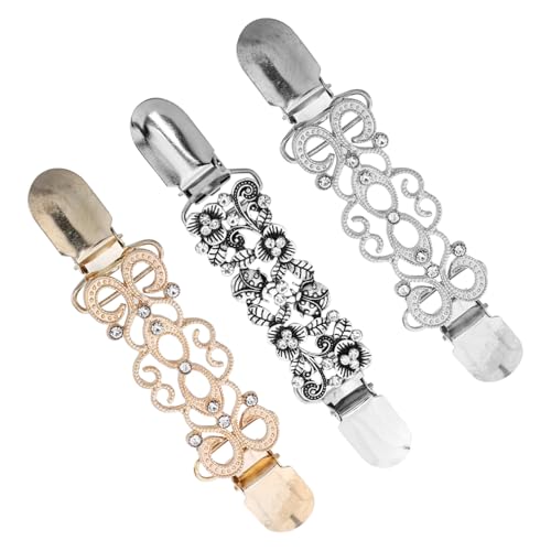 Beaupretty 3 Stück Teiliges Strickjacken clips aus Legierung mit Funkelnden Strasssteinen Modische Kragen clips für Damen Praktische Broschen zum Festziehen von Kleidungsstücken und Schals von Beaupretty