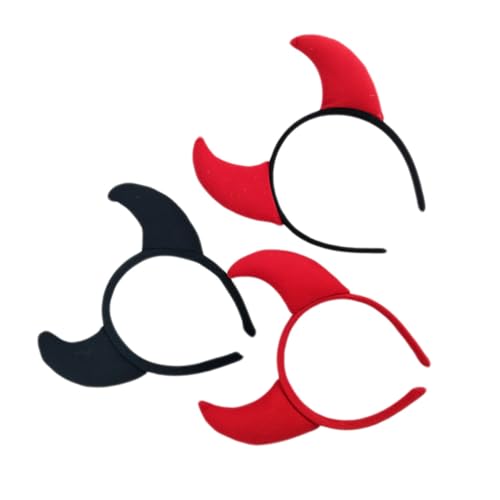 Beaupretty 3 Stück Teiliges Teufel Haarreifen Set Ox Horn Cosplay Kopfschmuck Schwarz und Rot Party Haaraccessoires für Geburtstagsfeiern Karneval Bühnenauftritte und Verkleidungspartys von Beaupretty