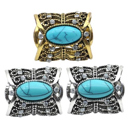 Beaupretty 3 Stück Teiliges Vintage Hohler Schalring mit Strass Retro Türkis Schalclips Cardigan Verschluss für Damen Umschlagtücher Langlebig und Modisch für Alltag und Festlichkeiten von Beaupretty