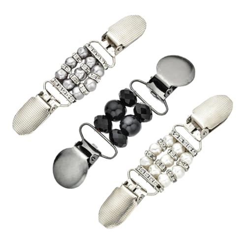 Beaupretty 3 Stück Teiliges Vintage Perlen Cardigan Clips Strickjacken und Schalclip Acryllegierung Dekorativer Kragenverschluss für Damen Praktisch gegen Verrutschen und Modisch von Beaupretty
