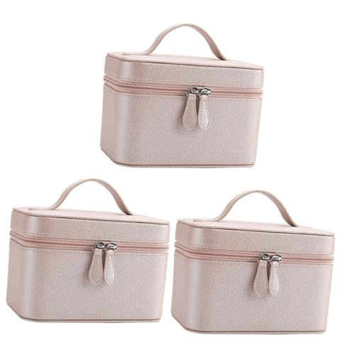 Beaupretty 3 STK Tragbare Kosmetiktasche Schmuckorganisator Für Frauen Schminkkoffer Reise-Organizer-Tasche Werkzeugkisten Zusammenstellen Makeup Tasche Pu Aufbewahrungskiste Bilden Reisen von Beaupretty