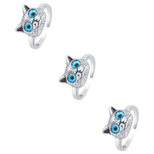 3 Stück Verstellbarer Damenring mit Katzenmotiv Süßer Offener Fingerring Modischer Schmuck für Trendbewusste Frauen von Beaupretty