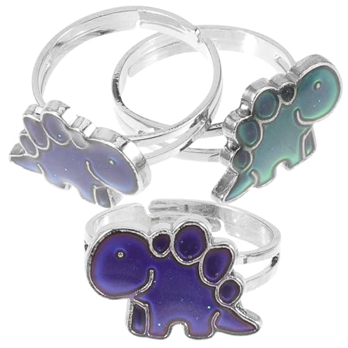 Beaupretty 3 Stück Verstellbarer Dinosaurier Farbwechsel Ring Damen Stimmung Ring Temperaturabhängig Farbwechsel Schmuck Geschenk für Geburtstag und Party von Beaupretty