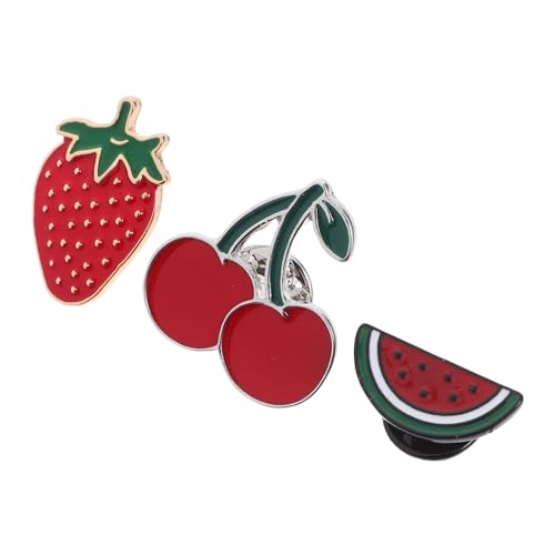 Beaupretty 3stücke Obst Emaille Broschen Wassermelone Erdbeere Kirsche Anstecknadeln Für Frauen Süße Früchte Abzeichen Für Kleidung Rucksäcke Jacken Und Hüte von Beaupretty
