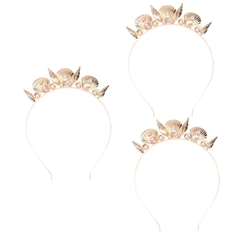 Beaupretty 3st Weihnachtsdekoration Modischer Haarreifen Kristalldekor Muschel Haarband Meerjungfrau Kopfbedeckung Muschel Tiara Sterne Stirnband Schalenzubehör Aura Mädchen Fräulein Plugin von Beaupretty