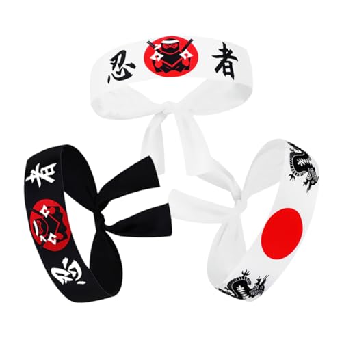 Beaupretty 3stücke Teiliges Samurai Stirnband Für Atemaktive Karate Kopfbedeckung Für Sport Cosplay Und Tägliches Tragen Und Bequeme Fitness-accessoires von Beaupretty