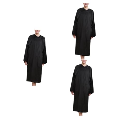 Beaupretty Friseurkleid 3-Teilige Nachthemden Für Damen Satin-Damenkleider Für Damen Satin Formelle Kleidung Haarschneide-Mäntel Salonmantel Friseursalon-Kittel Schwarze Haarfärbeschürze von Beaupretty