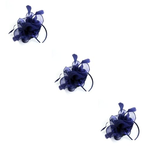 Beaupretty Haarband 3-Teiliges Damen-Haarband Modisches Band Kopfschmuck Netz-Zubehör Zubehör Clip Für Damen Dekor Mädchen-Kopfband -Party Derby Marineblau Kopfbedeckung von Beaupretty