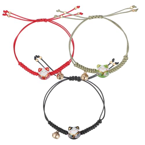 Beaupretty 3 Teiliges Glückskatze Armband Glocke Verstellbare Freundschaftsarmbänder in Rot Grün und Schwarz Langlebige Asiatische Schmuckstücke für Damen Herren Beaupretty 3 Teiliges Glückskatze Armband Glocke Verstellbare Freundschaftsarmbänder in Rot Grün und Schwarz Langlebige Asiatische Schmuckstücke für Damen Herren von Beaupretty