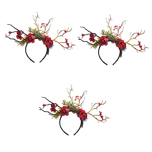 Beaupretty 3st Stirnband Kopfbedeckungen Mit Elfenblumen Kopfbedeckungen Für Weihnachtsfeiern Weihnachts-cosplay-kopfbedeckung Haarschleife Der Märchenhexe Plastik Geweih Halloween von Beaupretty