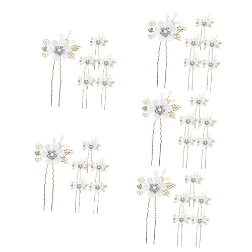 Beaupretty 30 Stk Braut Haargabel in U-form Perlen Für Haare U-förmige Haarnadel Mit Perlen Für Damen Blumendekorhaar Blumen-u-förmige Haarnadel Bohren Brautjungfer Kristall Hochzeit Weiß von Beaupretty