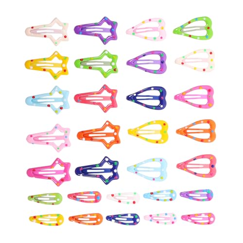 Beaupretty 30 Stück Cute Candy Color Hair Clip Set für Mädchen Teiliges Set mit Herz Tropfen und Stern Designs Benutzerfreundliche Haarschmuck für Stilvolle Frisuren Leicht und Komfortabel von Beaupretty