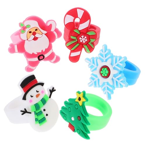 Beaupretty 30 Stück Teiliges Weihnachts-fingerringset mit Santa Rentier Schneemann Schneeflocke und Weihnachtsbaum Bunte Kunststoffringe für Kinderparty Komfortabel Robust als Partyschmuck von Beaupretty