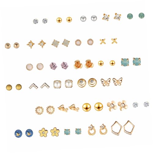Beaupretty 30paare Modische Herz-ohrringe Aus Legierung Exquisiter Ohrschmuck Mit Edelstein-design Leicht Und Angenehm Zu Tragen von Beaupretty