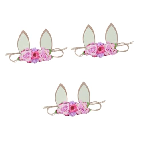 Beaupretty 3St Hase für Baby Kinderkorb Kaninchen-Kopfbedeckung Körbe für Kinder Tiara Haargummis Ostern Kopfbedeckung Hasenohren Stirnband mit Blumen Hasen Ohren Haarseil von Beaupretty