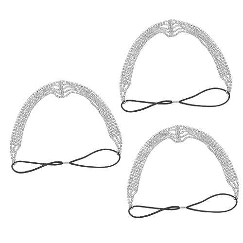 Beaupretty 3st Strass-stirnband Kopfschmuck Aus Kristall Goldenes Stirnband Mädchen Schmuck Elastische Stirnbänder Haar Braut Elastische Kordel Europäisch Und Amerikanisch Kleid von Beaupretty