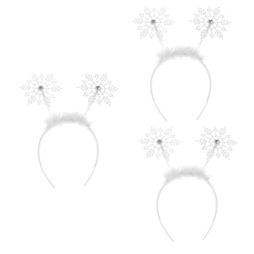 Beaupretty 3St weihnachtsschneeflockenkopf boppers hairhoop Haarreifen für Kinder Haargummis Tiara Weihnachtskopfbedeckung Schneeflocken-Haarreifen Abschlussball Stirnband Weiß von Beaupretty