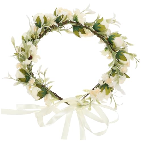 Beaupretty 3St Brautgirlande Brautjungfern Stirnband Blumengirlande Boho-Accessoires Boho-Haargummis Tiara Haarband florale Krone Blumenstirnband für Frauen Bohemien Kopfbedeckung von Beaupretty