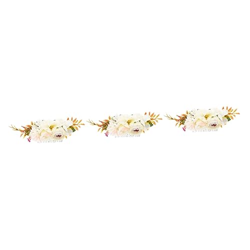 Beaupretty 3st Brautkamm Hochzeit Brautkopfschmuck Blumenhaarspangen Für Frauen Brautkopfschmuck Für Die Hochzeit Floraler Haarkamm Mori-abteilung Dekorationen Fräulein Aus Stoff Weiß von Beaupretty