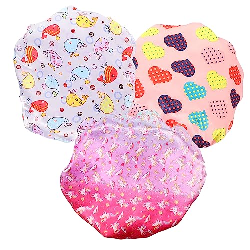 Beaupretty 3st Duschhaube Für Kinder Badevisier Für Kleinkinder Extra Große Duschhaube Haarhaube Zum Duschen Kopfbedeckung Für Kinder Duschhauben Kinder Hijab Elastizität Wollmütze Baby Satin von Beaupretty