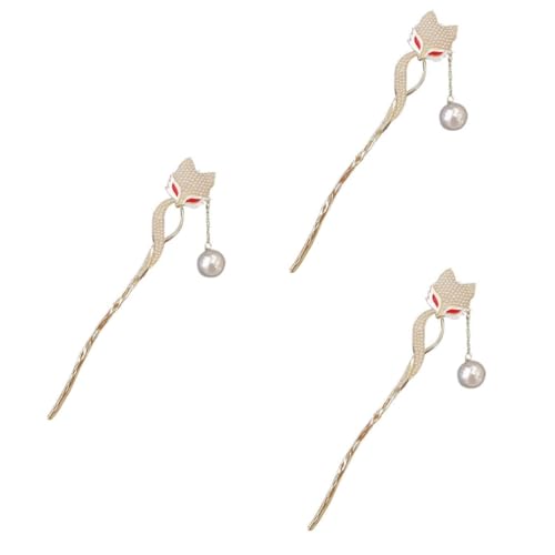 Beaupretty 3st Fuchs Haarnadel Tierdekor Kopfschmuck Aus Perlen Chinesische Haargabel Haarschmuck Für Die Hochzeit Haarknoten-stick Retro-haarstab Mädchen Tiara Einfach Braut Legierung Stift von Beaupretty