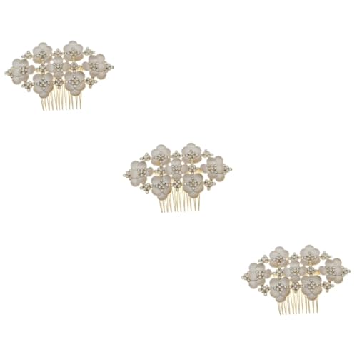 Beaupretty Braut Haarspange 3St Kamm Blumenstirnbänder Hochzeit Haarspange Tiara Hochzeitszubehör Brautaccessoires Europäisch und amerikanisch Kopfbedeckung Hochzeitsbedarf Haarteil Fräulein von Beaupretty