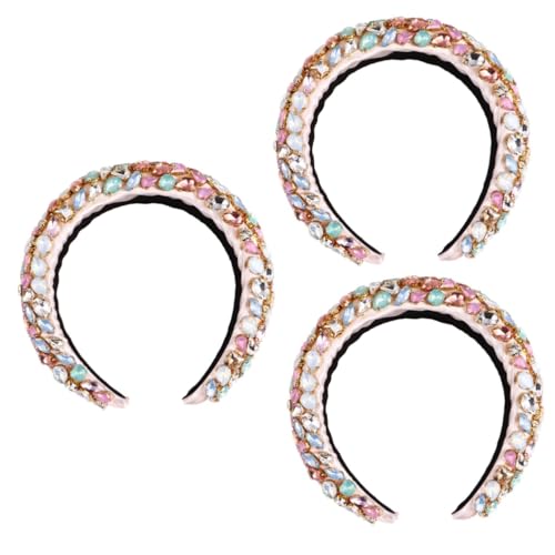 Beaupretty 3st Strass-stirnband Strass-stirnbänder Für Frauen Barock Gepolstertes Stirnband Kristall Breites Stirnband Zubehör Für Hochzeitsschmuck Prinzessin Dekorationen Damen Strasssteine von Beaupretty