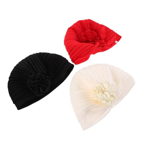 Beaupretty 3stücke Beanie-mütze Mit Schal-turban-design Nachthaarmütze Als Schlafkopfbedeckung Damen-kopftuch Im Ethno-stil Alltagsmütze Mit Blumenakzent Für Damen von Beaupretty