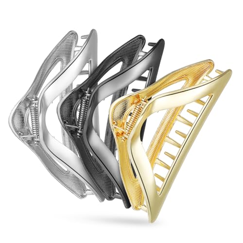 Beaupretty 3stücke Große Haarklammer Für Dicke Haare Metall Haarklammern Für Frauen Rutschfest Elegantes Haarstyling-zubehör Praktische Und Stilvolle Haarspangen in Schwarz Gold von Beaupretty