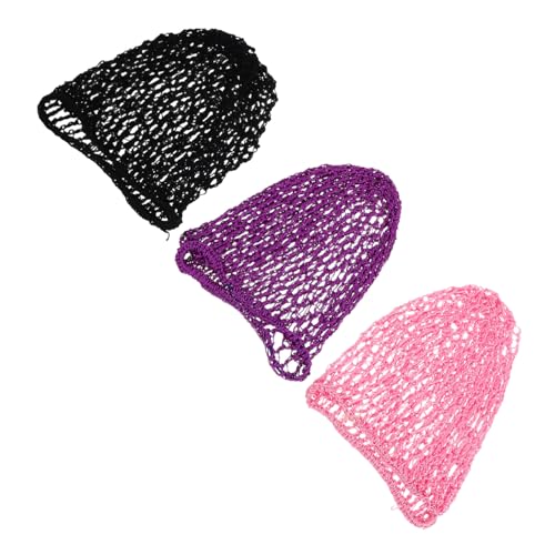 Beaupretty 3stücke Handgehäkelte Damen-haarnetze Elastische Netze Für Frauen Haarknotenabdeckungen Atmungsaktive Mützen Häkel-haarwickel Für Verschiedene Anlässe von Beaupretty