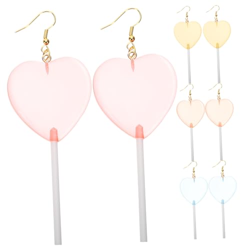 Beaupretty 4 Paare Bunte Lutscher Ohrhänger Damen Leicht Modisch Valentinstag Schmuck Herz Ohrringe für Alltag Party Festival von Beaupretty