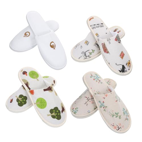 Beaupretty 4 Paare Einweg Hausschuhe Rutschfeste Dicke Sohle Atmungsaktive Gäste Slipper Bequeme für Hotel Zuhause Spa Damen und Herren Geeignet von Beaupretty