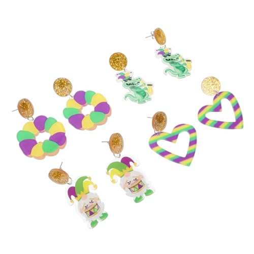 Beaupretty 4paare Herz-ohrringe Für Frauen Und Mädchen Süße Dekorative Ohrringe Mit Gnom Und Alligator-design Kunststoff-ohrringe Für Partys Und Feiertage von Beaupretty