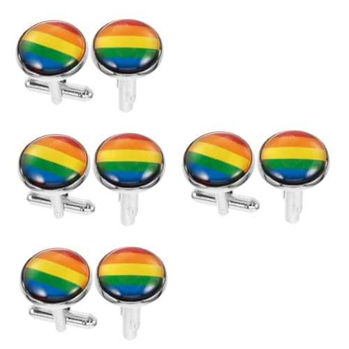 Beaupretty 4 Paare Regenbogen-manschettenknöpfe Arm Smoking Ärmel Männer Shirt Für Männer Ihn Manschettenknöpfe Für Anzüge Coole Manschettenknöpfe Anzug Schmuck Zinklegierung von Beaupretty
