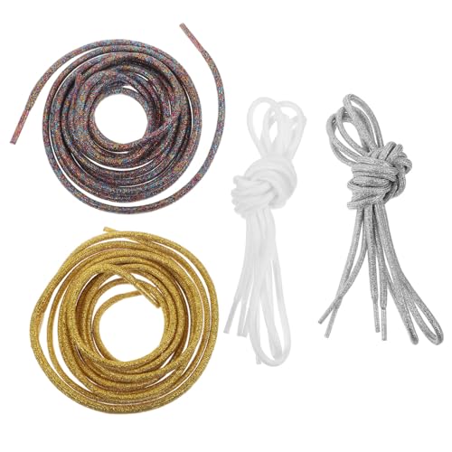 Beaupretty 4 Paare Runde Schnürsenkel Metalldraht Schuhbänder für Damen und Herren Langlebig Verstellbar in Verschiedenen Farben für Freizeit und Sportschuhe von Beaupretty