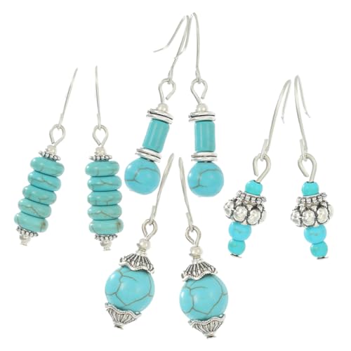 Beaupretty 4 Paare Türkis Ohrringe Damen Vintage Hängende Ohrringe für Partys und Alltag Schmuckstücke für Teenager und Frauen von Beaupretty