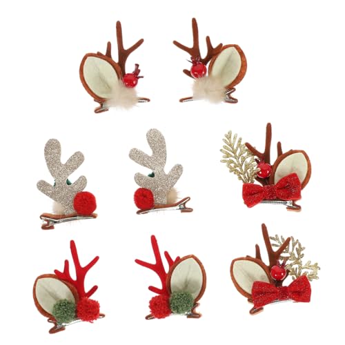 Beaupretty 4 Paare Weihnachts Haarclips Rentier Geweih Design Festliche Haarspangen für Damen und Mädchen Sichere Materialien Guter Halt für Weihnachtsfeiern und Festliche Frisuren von Beaupretty