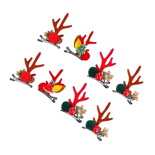 Beaupretty 4 Paare Weihnachts Haarschmuck Hirschgeweih Haarspangen Set für Mädchen Festliche Haarclips für Weihnachtsfeier Langlebig Bequem Einzigartiger Party Kopfschmuck von Beaupretty